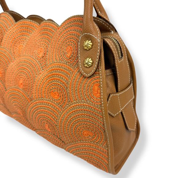 Vintage ERIC JAVITS NEW YORK raffia woven leather handbag - Picture 5 of 16